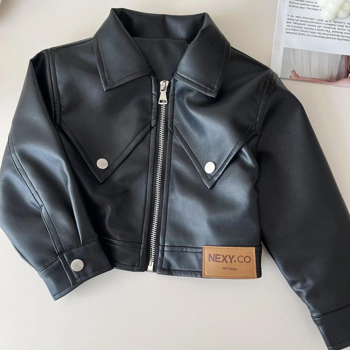 2024 Girls Baby Spring Autumn Winter PU Clothing Set Fashion Kids Leather Zipper Jackets+skirts Children 2pcs Birthday Clothes
