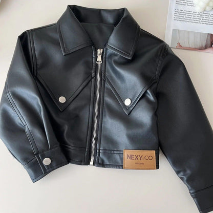 2024 Girls Baby Spring Autumn Winter PU Clothing Set Fashion Kids Leather Zipper Jackets+skirts Children 2pcs Birthday Clothes
