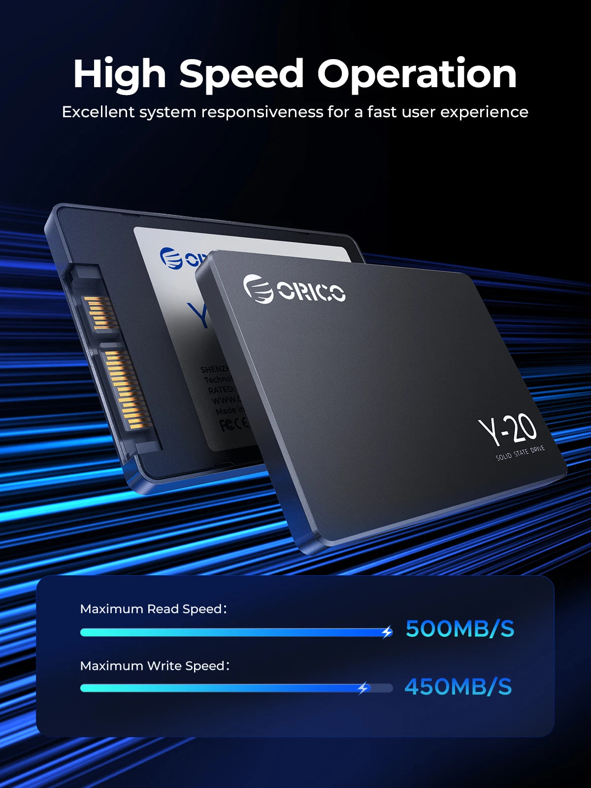 ORICO 1TB SATA SSD 2.5 Inch Internal Solid State Drive up to 500MB/s SATA III 6Gbps Desktop Laptop NAS DIY External Drive Y20