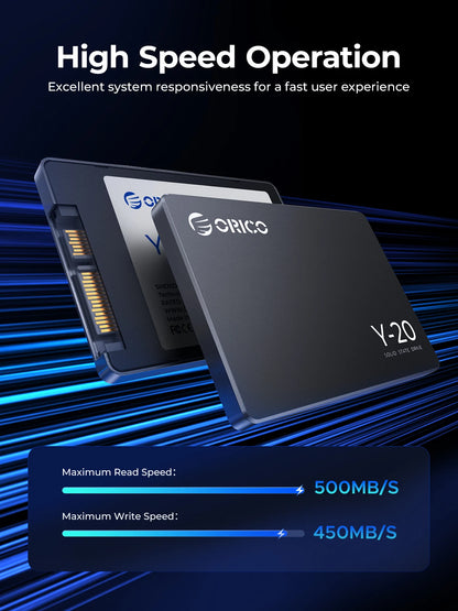 ORICO 1TB SATA SSD 2.5 Inch Internal Solid State Drive up to 500MB/s SATA III 6Gbps Desktop Laptop NAS DIY External Drive Y20