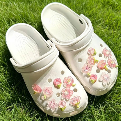 Hot sales Fashion shoe Charms for Iced Cherry Blossoms Clogs Shoe Buckle Cute shoe Accessories Decoration for Girls Gift