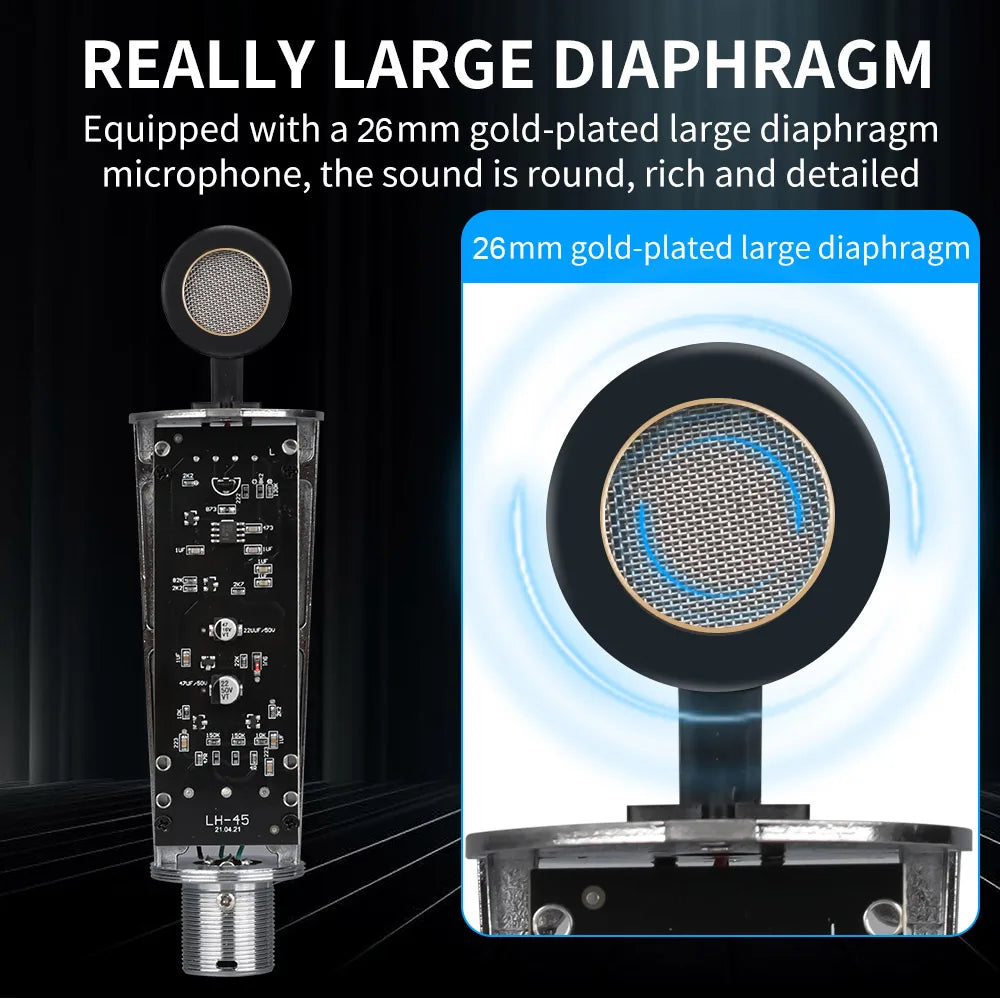 KDES AI XLR Condenser Microphone Professional Cardioid Studio Mic for Recording Podcasting Voice Over Streaming Home Studio