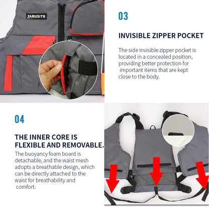 High Buoyancy Fishing Vest Adjustable Safety Life Jacket for Outdoor Boating and Fishing Gear Men Women Water Sports Vest