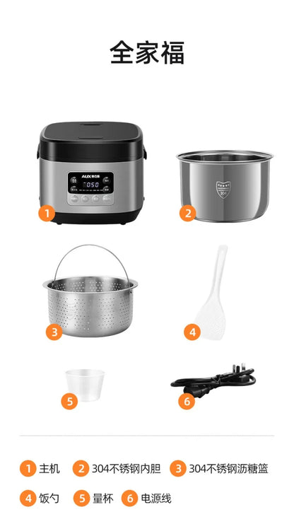 Low sugar rice cooker rice soup separation steaming 2-3L uncoated stainless steel rice cooker timer reservation