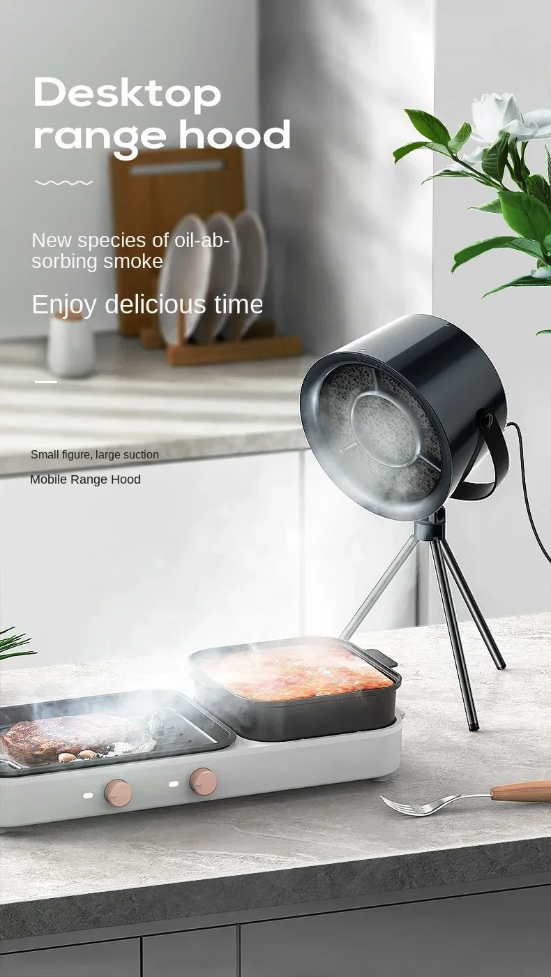 2025 New Portable Exhaust Fan Small Kitchen Hood Extractor Barbecue USB Supply Desktop Range Hoods Mini Suction Cooker Hood