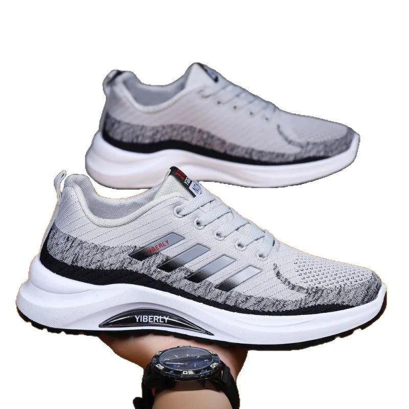 Men's Fashionable Sporty Casual Shoes Spring Autumn New Style Running Shoes Breathable Mesh Upper Thick Bottom PVC Outsole