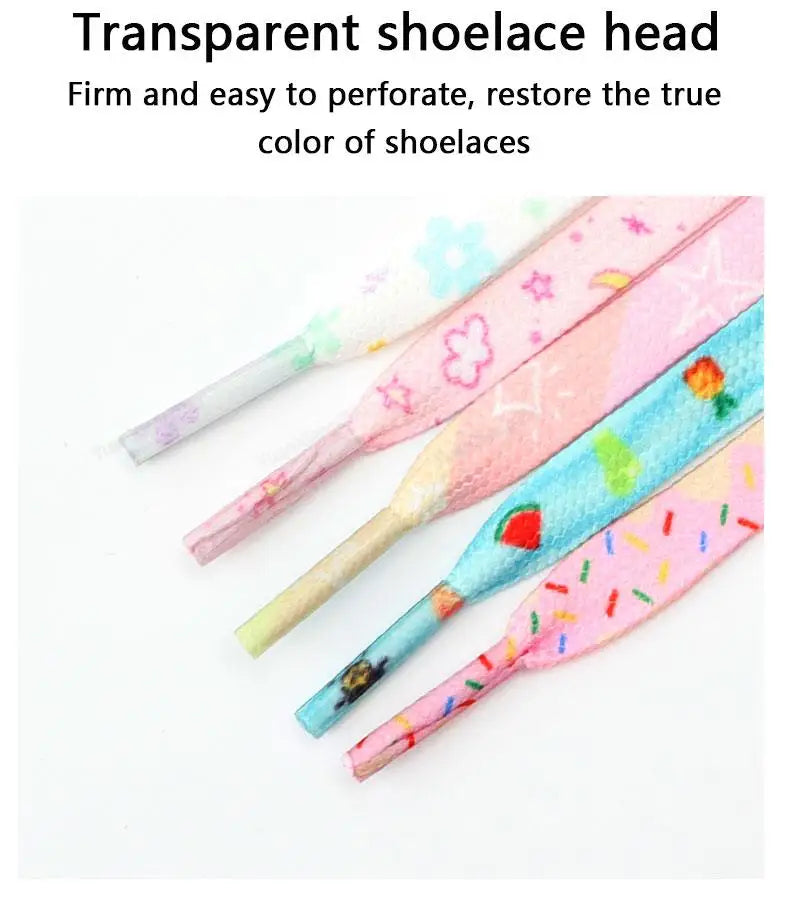1Pair Print Shoelaces for Sneakers Quality Fabric Flat Shoe laces Fashion Girl Laces for Shoes width 0.8cm 120/140/160CM