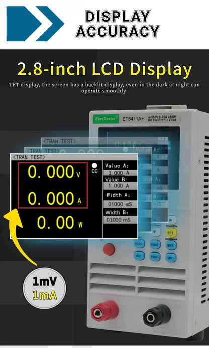 Programmable DC Electronic Load 150V 40A 400W Digital Battery Capacity Tester Electronic Load Meter Aging Instrument ET5410A+