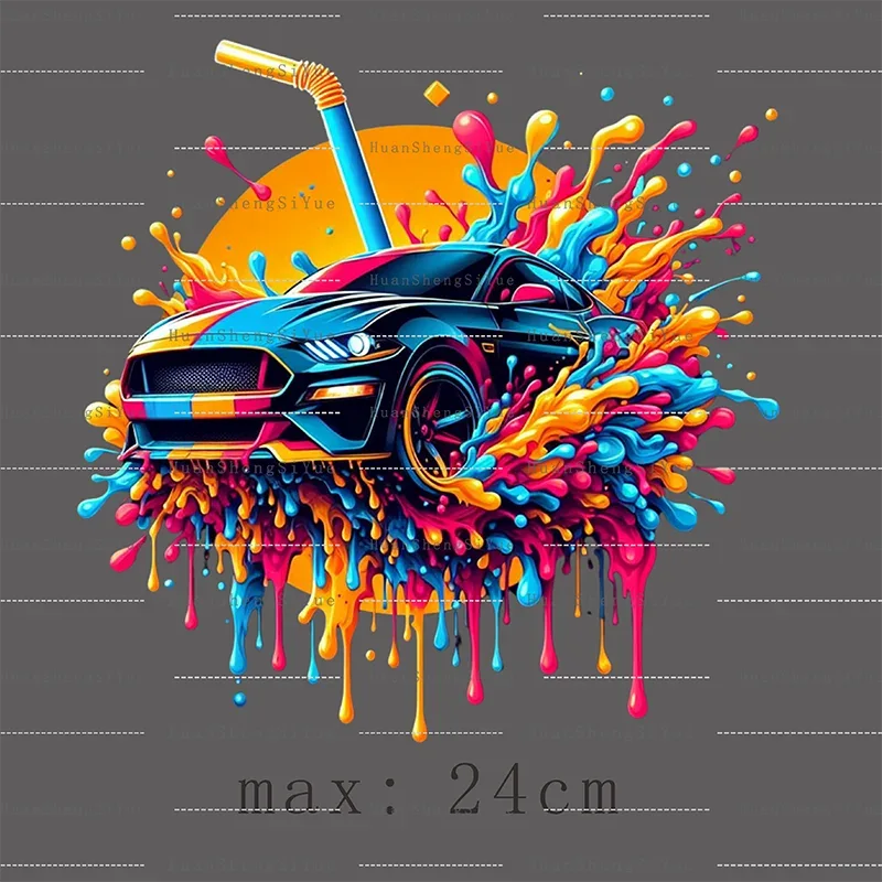 Color Fluid Painting Ironing Sticker Clothes DTF Fashion T-shirt Hoodie DIY Jacket Patch Hot Paste Paper