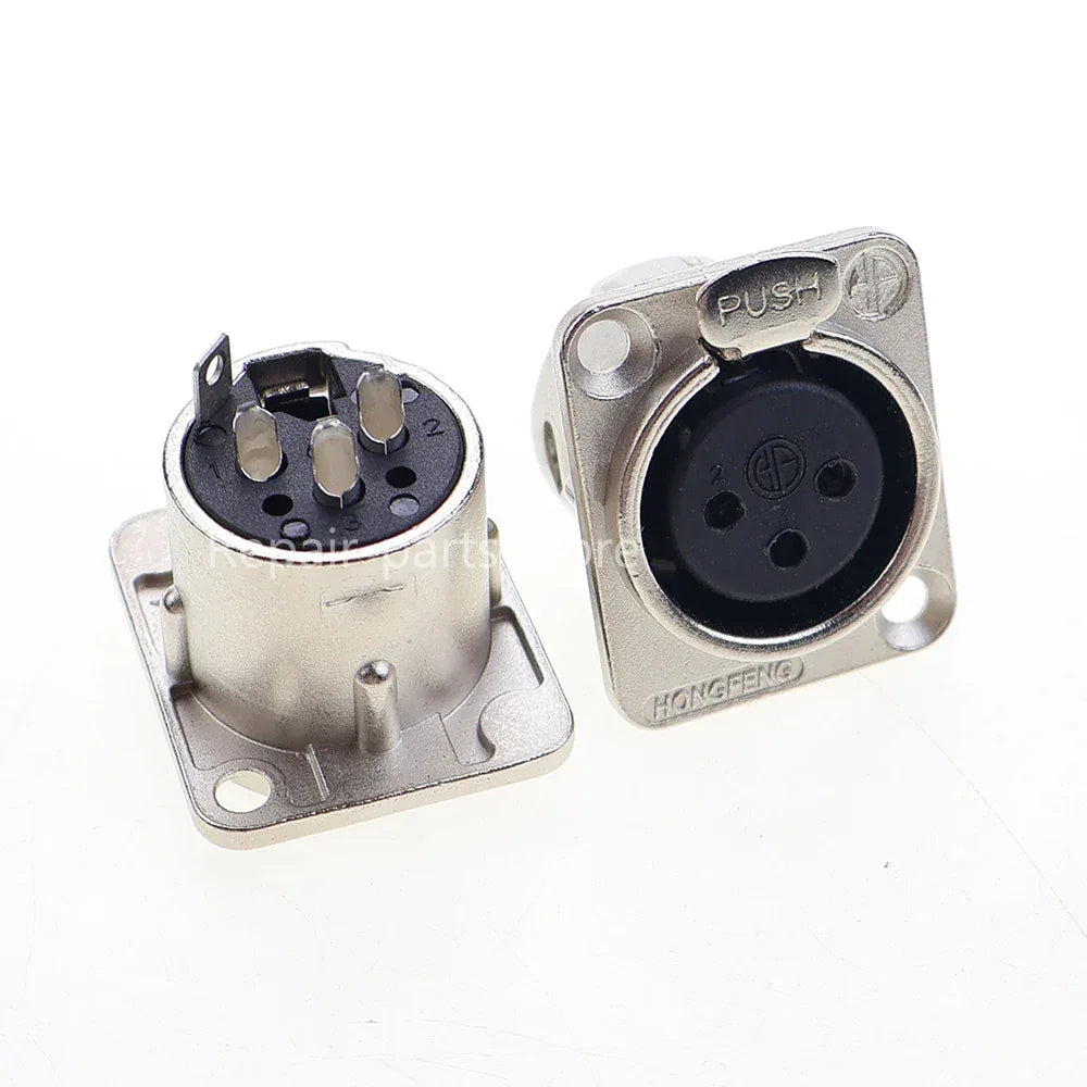 Male Female Panel Audio Microphone HF XLR 3pin Jack Plug Connector Black silver YS145BG YS146BG Copper Contact XLR Metal Socket