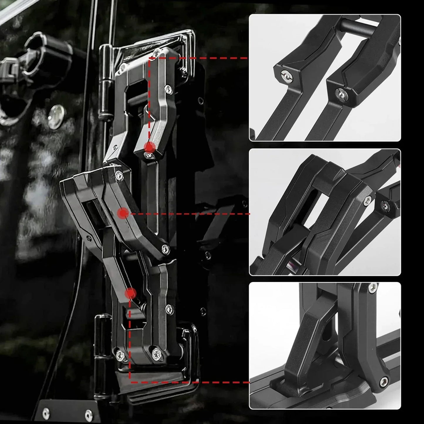 for Jeep Wrangler JK JKU JL JLU 2007-2021 Aluminum Car Folding Stepping Ladder Door Hinge Step Heavy Duty Footboard Foldable