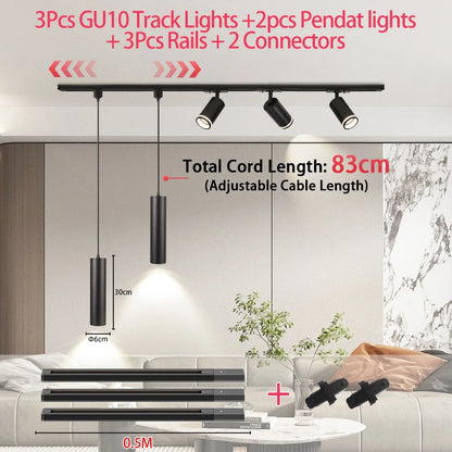 Led Track Light GU10 Spotlight 110V 220V Track Pendant Indoor for Home Decor Kitchen Bedroom Ceiling Lamp Fixture Track Lighting