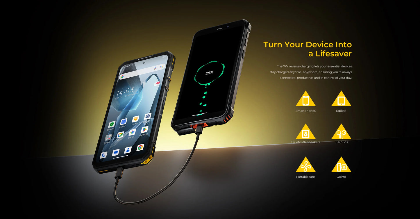 OUKITEL WP60 10000mAh Rugged Phone 7.2” HD+ Display 48GB(16+32) +512GB MTK 7025 Smartphone Android 15, 108MP Camera, NFC, 120Hz