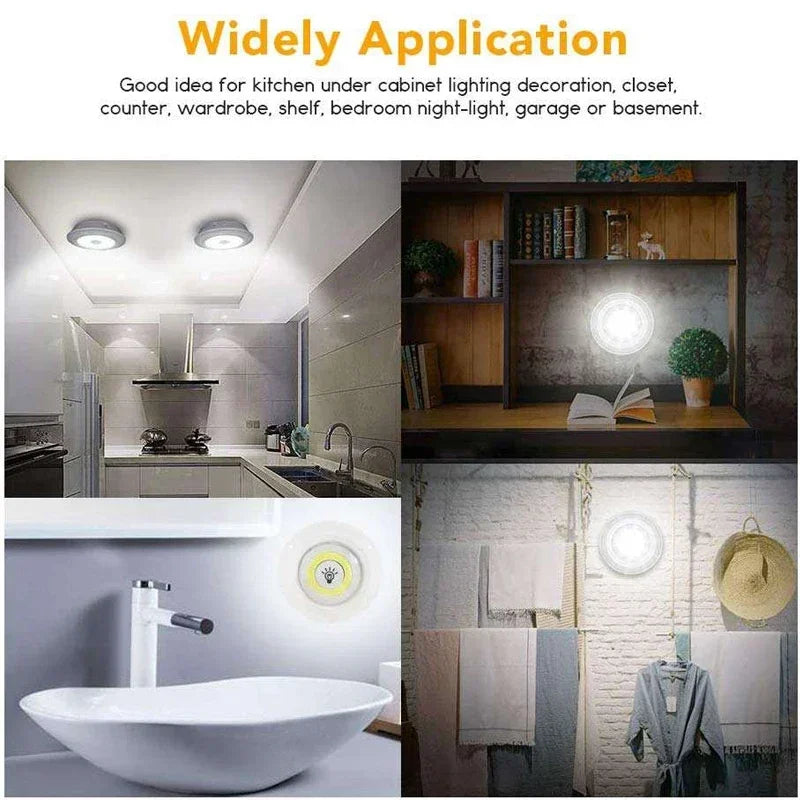 3W Super Bright Cob Under Cabinet Light LED Wireless Remote Control Dimmable Wardrobe Night Lamp Home Bedroom Closet Kitchen
