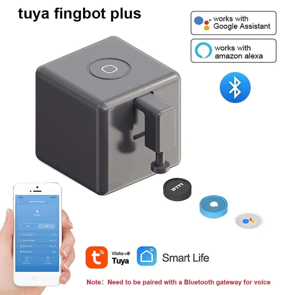 Tuya Zigbee Fingerbot Plus Smart Fingerbot Switch Button Pusher Smart Life Timer Voice Control Support Bluetooth Alexa Google