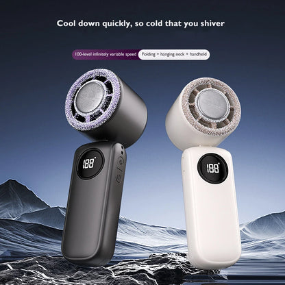 2026 Handheld Portable Cooling Fan 100 Speeds Adjustable Refrigeration Quite Mini Turbo Fan Type-C High Speed Cold Compress Fan