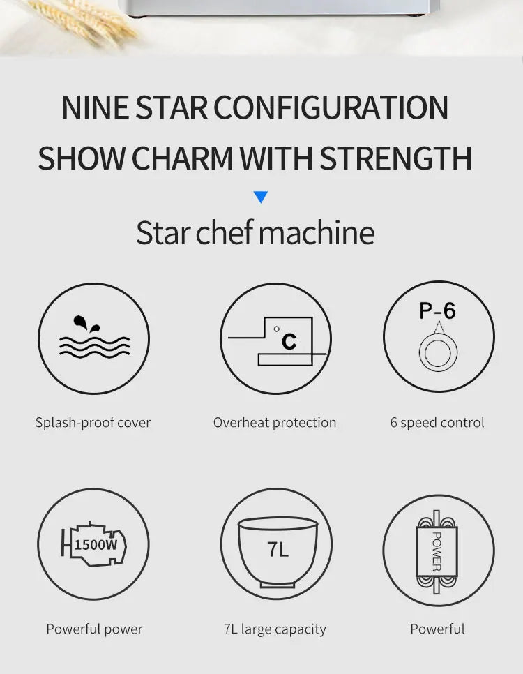 HPH2O 7L Electric Kitchen Mixer Machine 1500w Stand Mixer Dough Mixer Blender Mixer Planetary Home Appliance