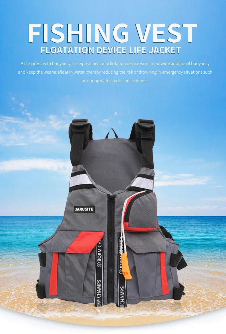 High Buoyancy Fishing Vest Adjustable Safety Life Jacket for Outdoor Boating and Fishing Gear Men Women Water Sports Vest