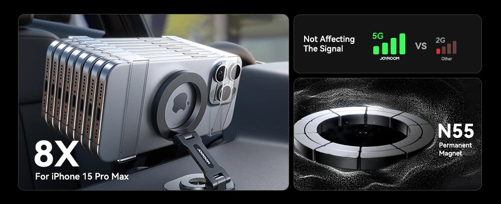 Joyroom Magnetic Car Phone Mount Strong Magnet Foldable Car Mount 360° Rotatable Car Phone Holder For 4.7-7.0 phones