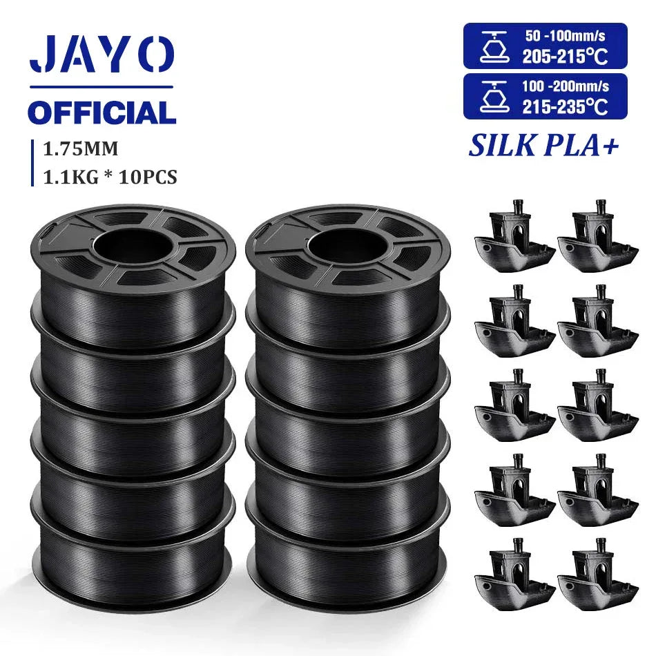 JAYO 10Rolls SILK PLA+ 3D Filament 1.75mm SILK PLA Rainbow  Filament for FDM 3D Printer SILK Dual & Triple 3D Printing Materials