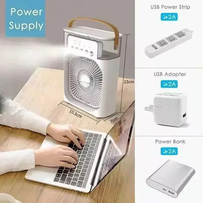 500mL Tank Portable Evaporative Air Cooler - Doubles As Fan, Humidifier; Quiet Mist Spray for Home, Room, Camping, Car, Office
