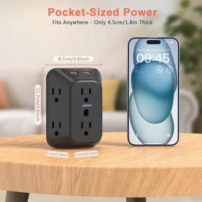 Multi Plug Wall Outle,6-Outlet Extender with 4 USB Ports,3 Sided Multi Plug Wall Adapter  Surge Protector for Home Office