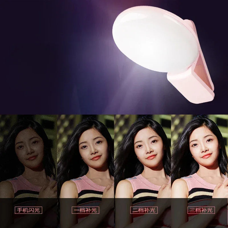 Mobile Phone LED Selfie Ring Light Portable Mini Durable Practical Three Stop Dimming Circle Photography Clip Fill Light