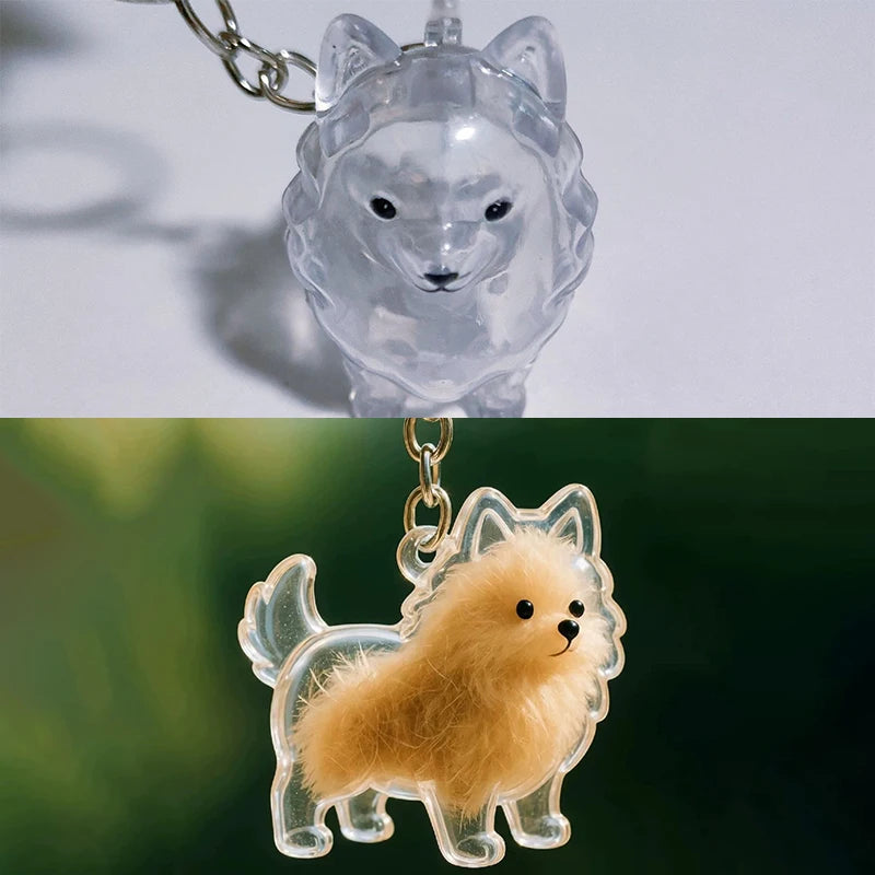 Cute Clear Puppy Hair Memorial DIY Pendant Keychain Decor Keepsake Capsule Pet's Dog Fur Container Pet Lovers Home Display Gifts