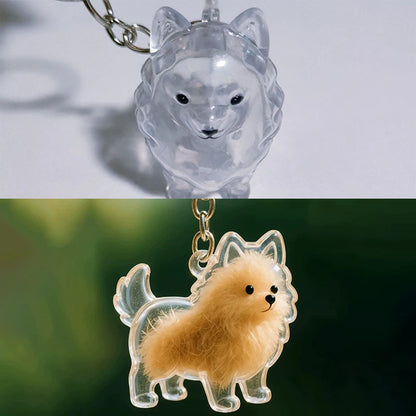 Cute Clear Puppy Hair Memorial DIY Pendant Keychain Decor Keepsake Capsule Pet's Dog Fur Container Pet Lovers Home Display Gifts
