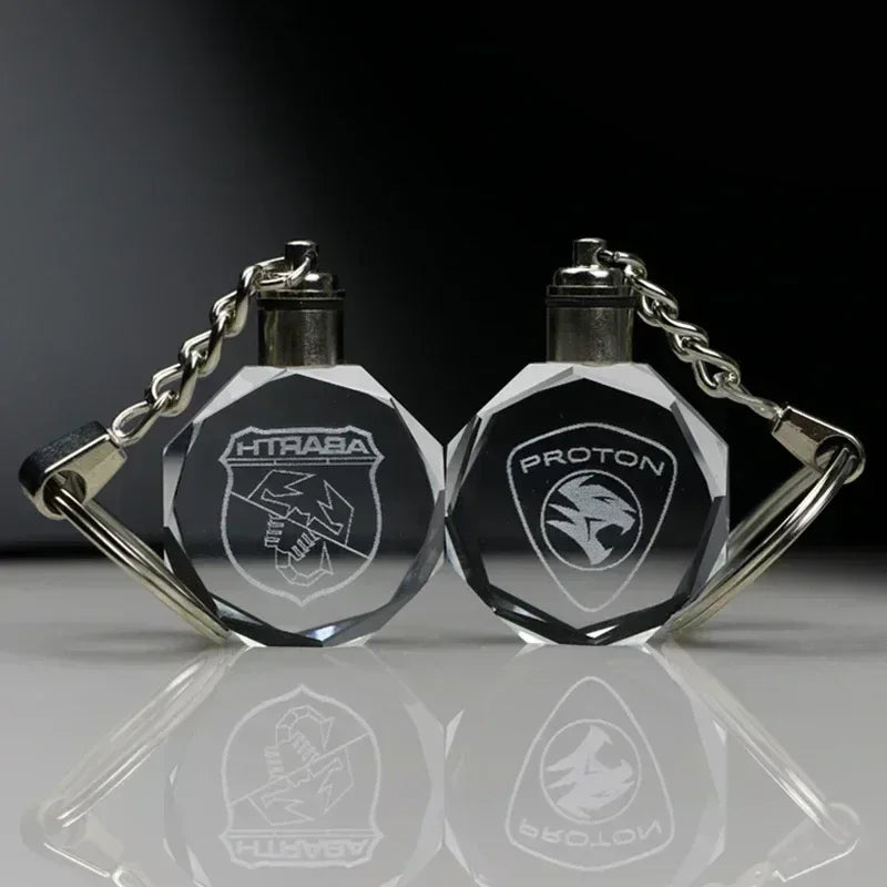 Crystal Keyring with LED Light inside Free Engrave any Design Crystal Blank Key Ring Custom Logo Family Photo DIY Birthday Gifts