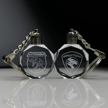 Crystal Keyring with LED Light inside Free Engrave any Design Crystal Blank Key Ring Custom Logo Family Photo DIY Birthday Gifts