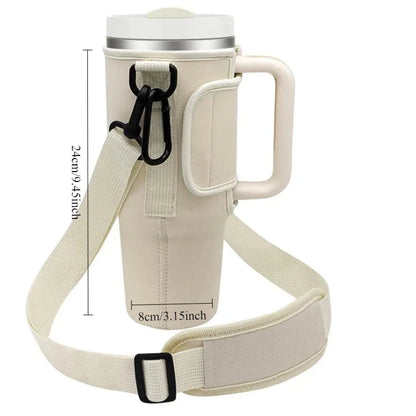 Adjustable Shoulder Strap Carrier Bag for 40oz Stanley Water Cup Foldable Portable Water Bottle Thermos Bag Cup Sleeve