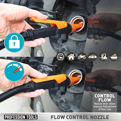 Portable Liquid Transfer Pump Battery Powered Car Gas Oil Pump 2.4 Gallons Per Min Liquid Gasoline Tuning Fuel Gasoline Pump