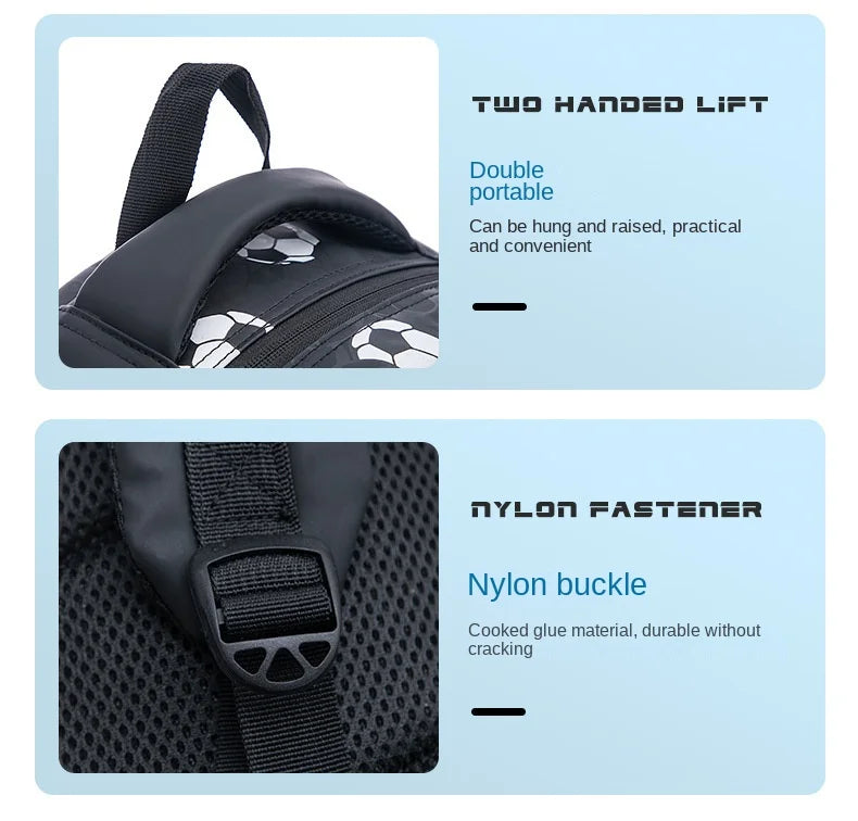 New 3D Cute Orthopedic School Bag For Boys Cartoon Football Backpack Kids Children High Capacity Waterproof  1-3 Grade Schoolbag