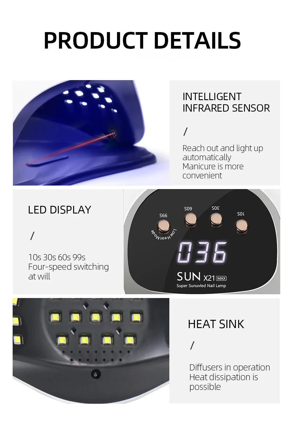 Professional 72 LEDS UV LED Nail Lamp For Fast Gel Nail Polish 320W Nail Dryer With 4 Timer Automatic Sensing For Salon