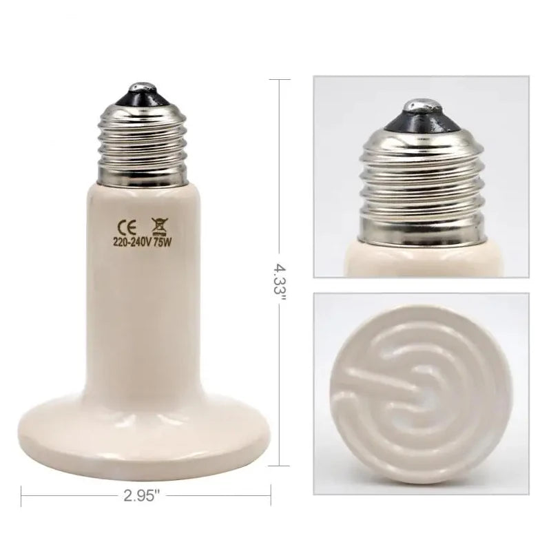 1pc Pet Reptile Heating Lamp 220V Far Infrared Ceramic Emitter Heat Lamps Pet Reptile Lamp 25W 50W 75W 100W 150W 200W Lamp