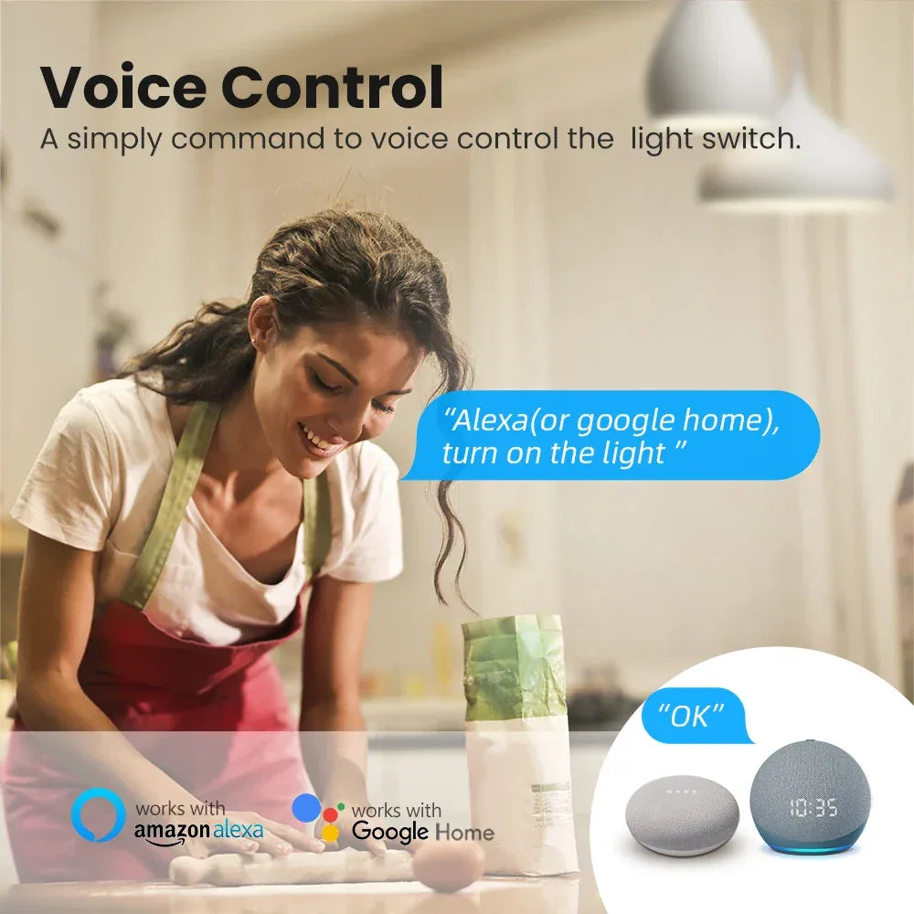 AVATTO WiFi Smart Light Switch Module，1/2/3/4 Gang DIY Breaker Neutral Wire Control Works With Tuya Alexa, Google Home