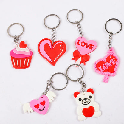 12Pcs Bear Heart Love Silicone Keychains Backpack Pendant for Mother's Day Wedding Party Gift Birthday Party Favors Pinata