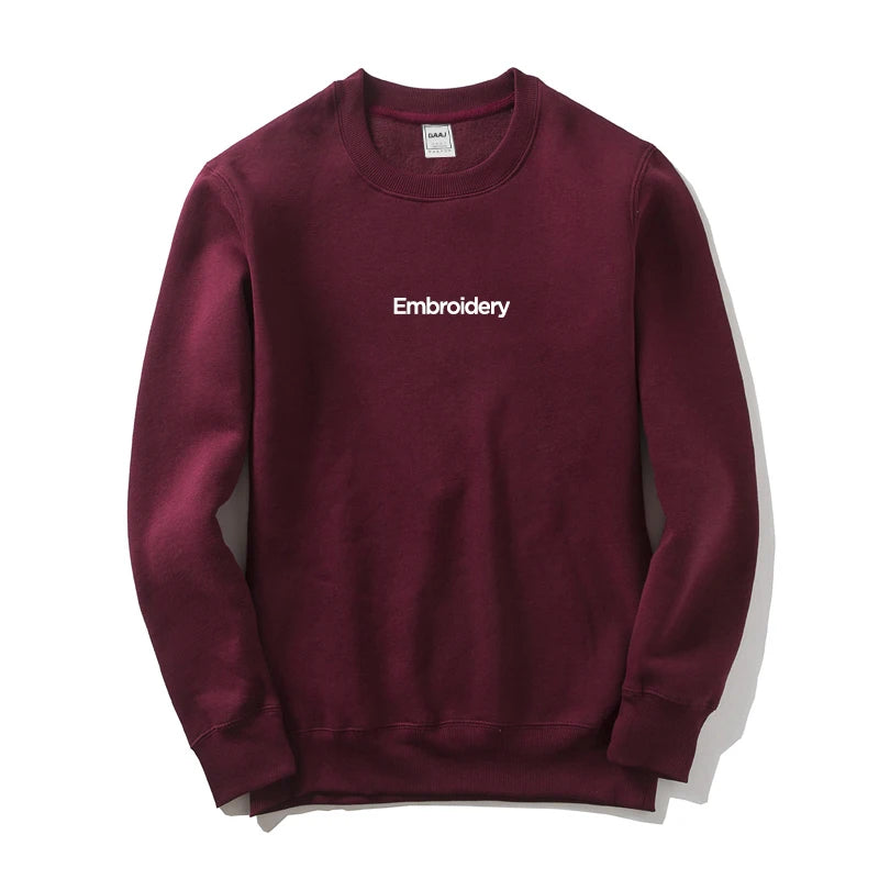 Custom Embroidery Cotton Sweatshirt Customized Brand Design Company Logo Text Men Women Thick Fleece Warm Quality Clothes 350gsm