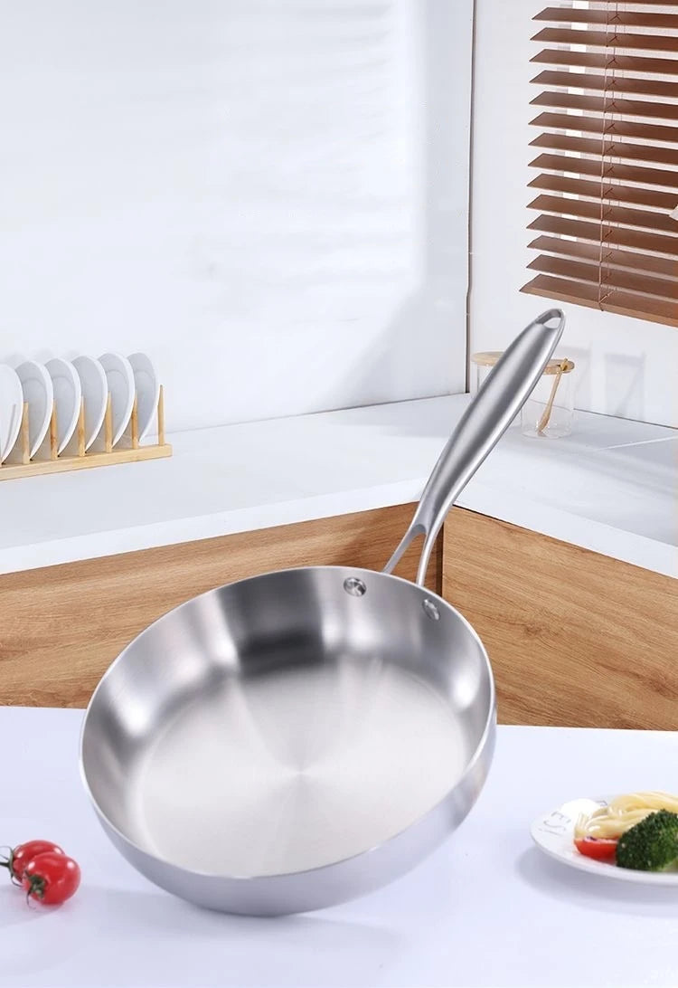 304 stainless steel frying pan, non stick pan, steak pan, suitable for gas stoves and induction cookers, uncoated kitchen utensi