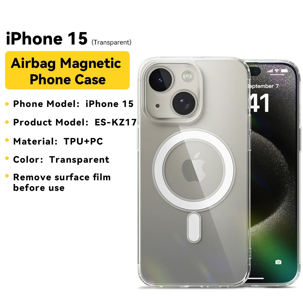 Essager Magnetic Case for iPhone 15 14 13 12 Pro Max Case Shockproof Cover for iPhone 14 Pro Max 15 Plus 15pro Macsafe TPU Cases