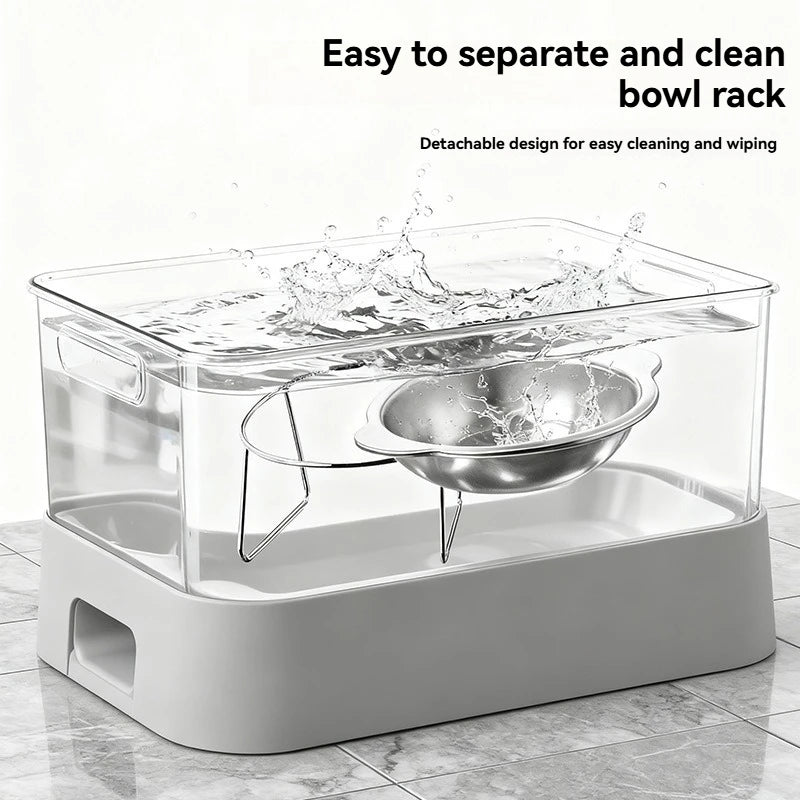 Stainless Steel Pet Bowl Slanted Anti Cervical Spondylosis for Cats and Dogs Dual Use Feeder