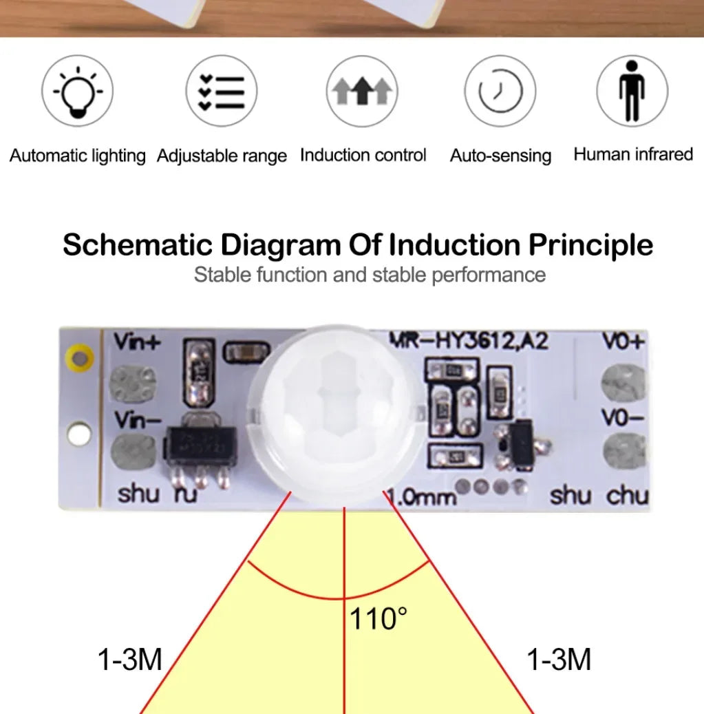 PIR Motion Sensor Switch DC 12V 24V PIR Motion Sensor Movement Detector Activated Timer Automatic Switch ON OFF for LED Strip