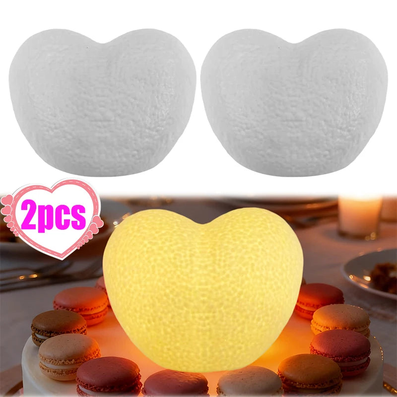 Romantic Creative 3D Love Heart LED Lamp Wedding Cake Night Light Ornament Birthday Christmas Home Ambient Light Gift Box Decor