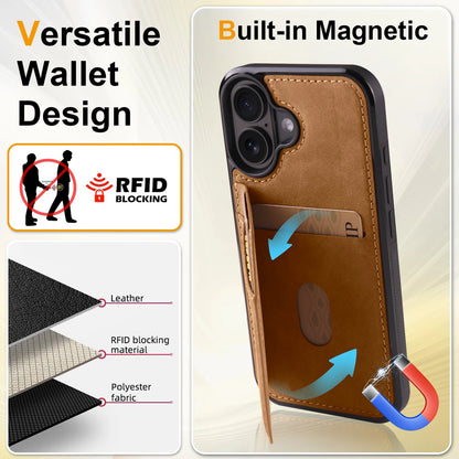 Business Flip Leather Case for iPhone 16 17 Air 16E 15 14 13 12 11 Pro Max Plus Mini Built-in Magnetic Wallet Card Phone Cover
