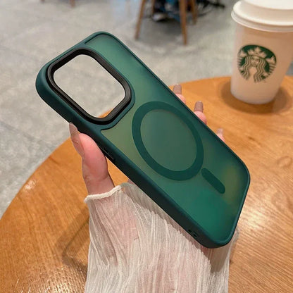 Luxury Wireless Charge Magsafe Transparent Phone Case For iPhone 11 12 13 14 15 16 Pro Max Plus Magnetic Matte Bumper Cover