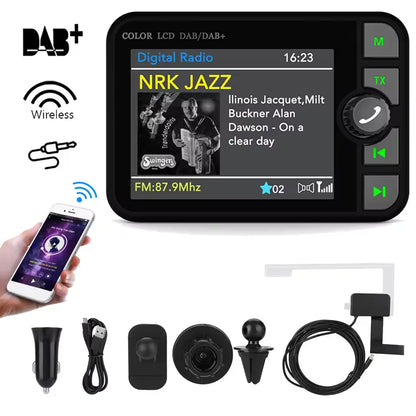 Stereo Digital Broadcast 2.4Inch LCD Color Screen Radio Receiver Bluetooth 5.0 DAB/DAB+ Digital Radio MP3 FM Transmitter for Car