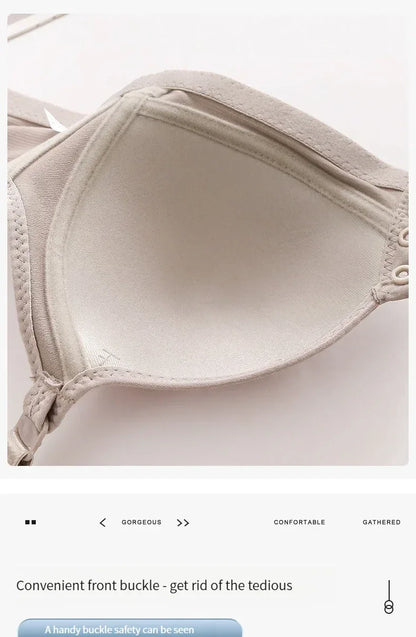 Front button bra underwear no underwire breathable comfortable traceless invisible hollow print adjustable@G102