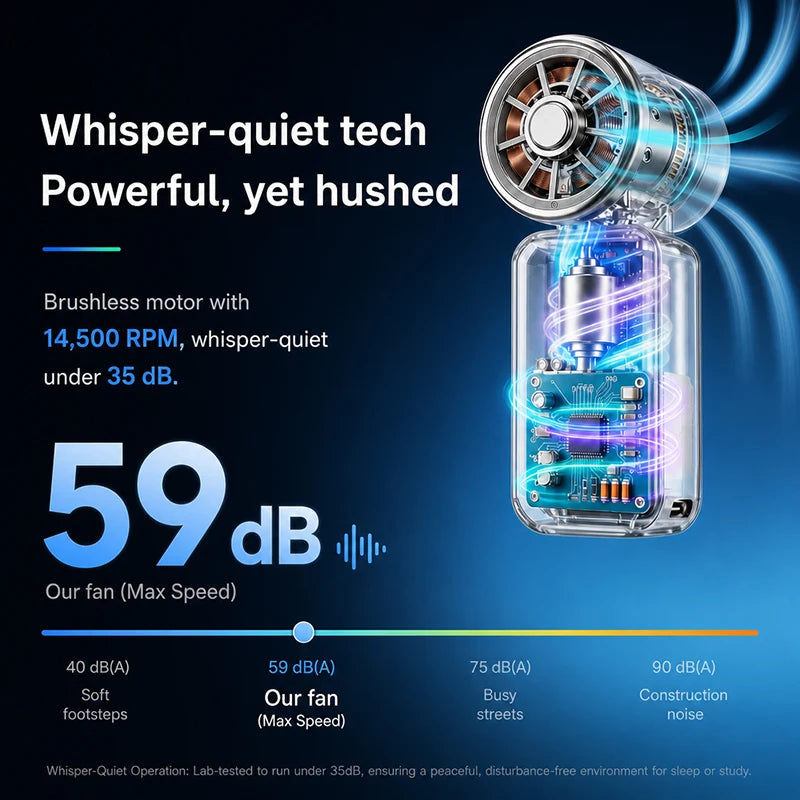 Mini Ice Compress Fan High Speed Cooling Ice Pack Fan 3000mAh 5 Speeds 180°Adjustable LED Display USB Rechargeable Portable Fans