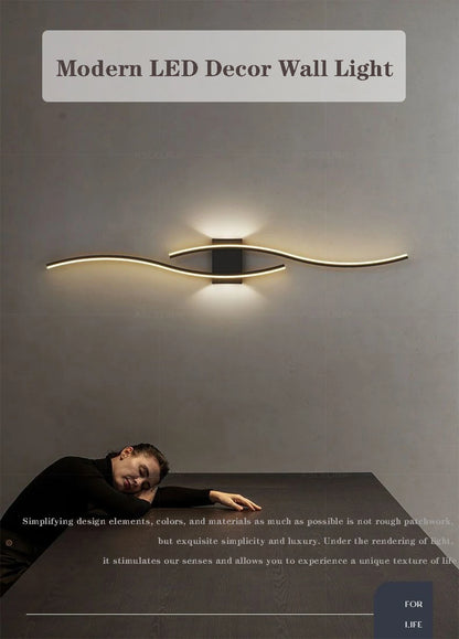 LED Wall Lamp 60/80CM Remote Control Wall Sconce Living Room TV Background Decor Bedroom Kitchen Stair Home Decor Led Lighting